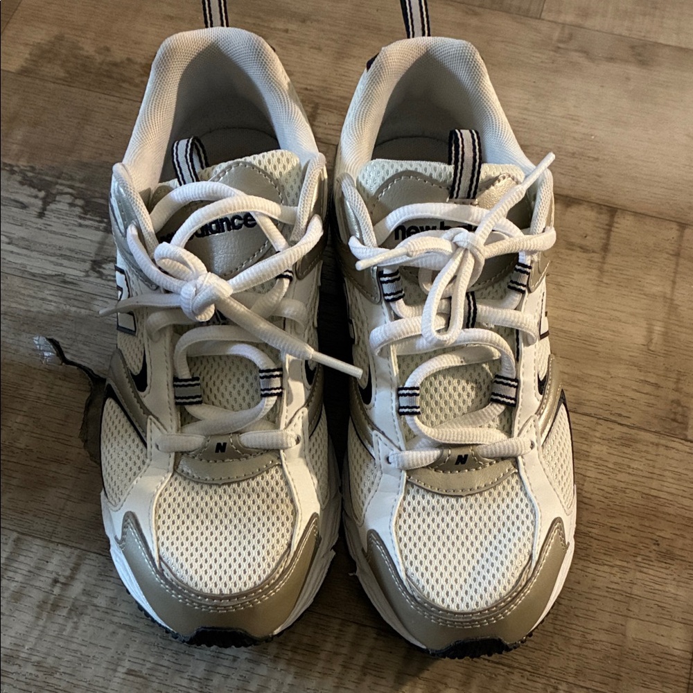 New Balance Kids' Cream and Tan Sneakers